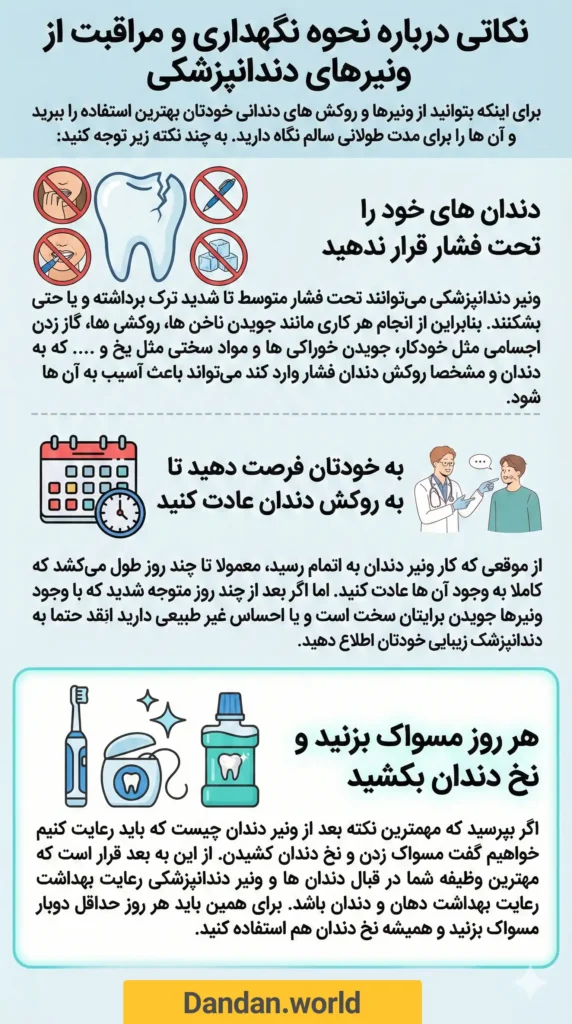 نحوه نگهداری و مراقبت از ونیرهای دندانپزشکی